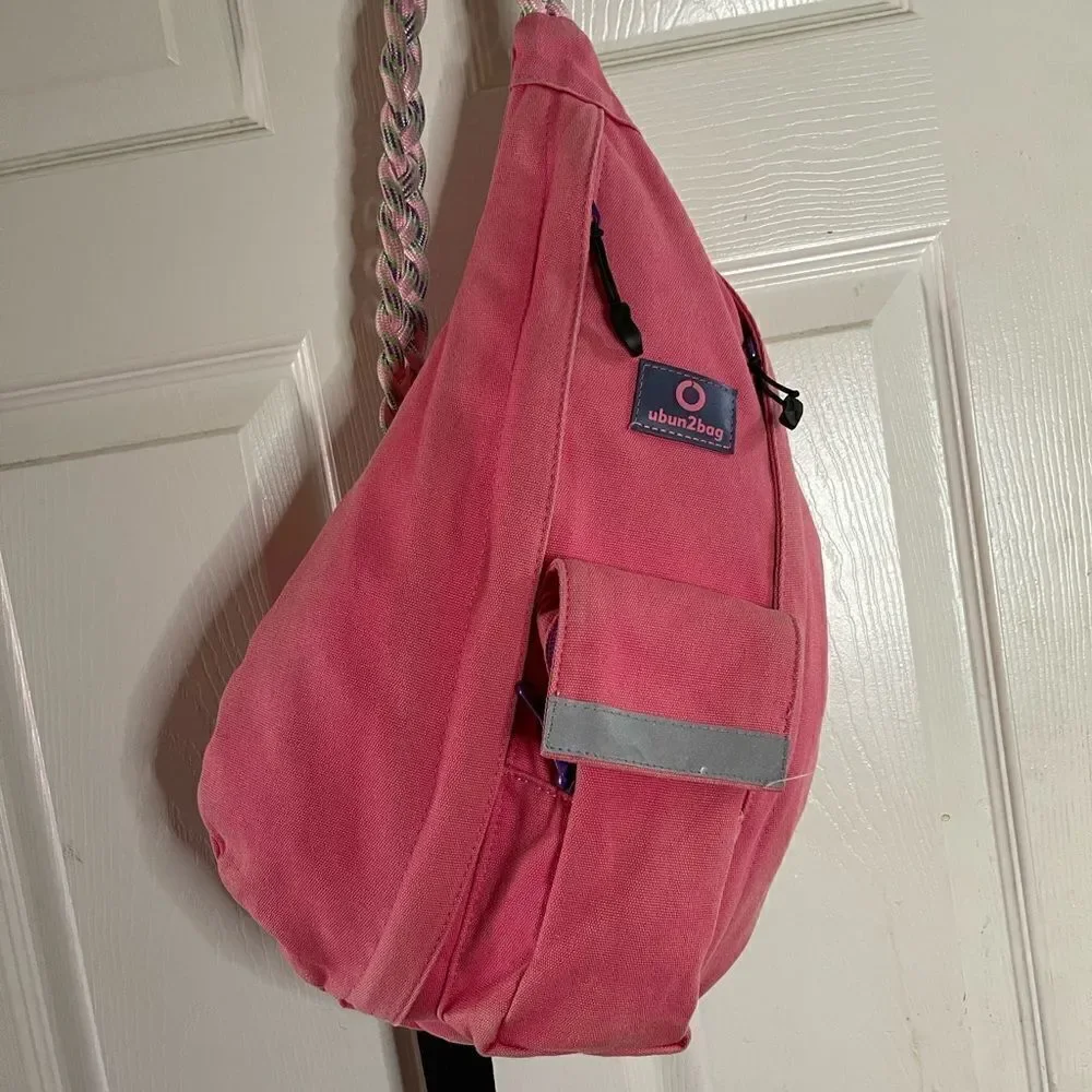 Ubun2bag canvas orange rope sling bag anti theft .